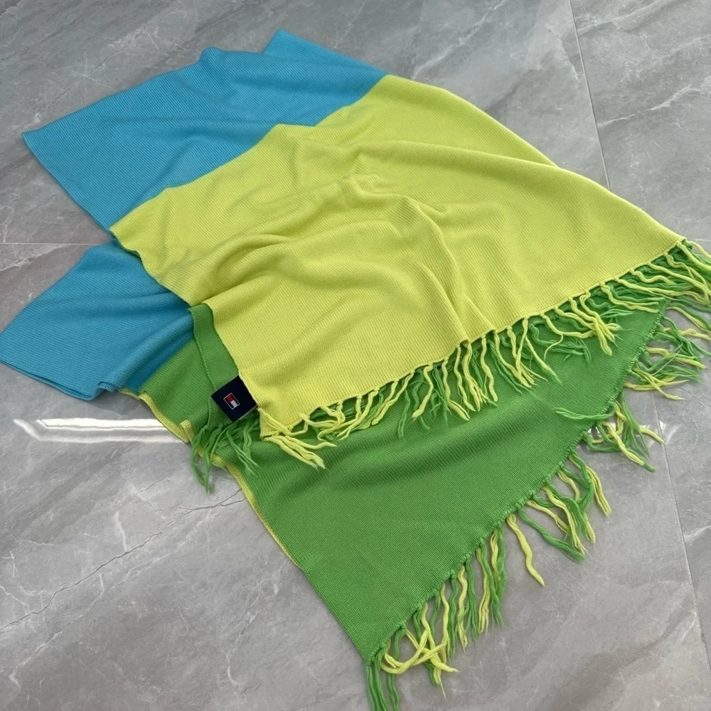Tommy Hilfiger Colorblock Tassel Throw Blanket